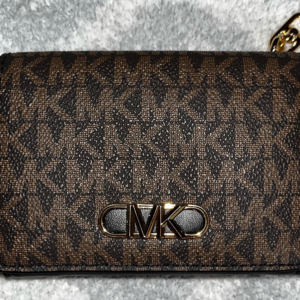 MICHAEL Michael Kors Parker Medium Flap Trifold (Brown/Black)